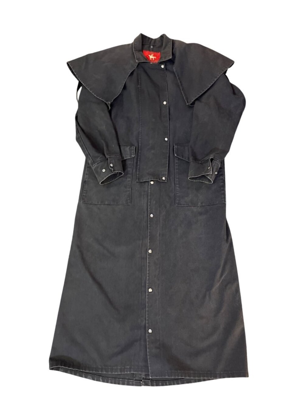 Australian Outback Outfitters Mens M Black Oilskin Duster Coat Full Used